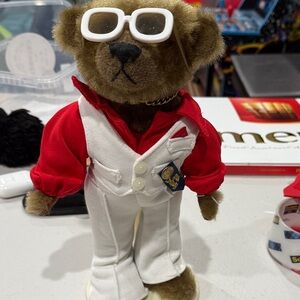 Vintage Nick 70s disco bear  Teddy Bear with Red Shirt and White Suit